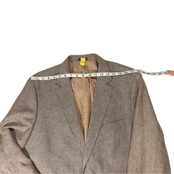 Stafford Mens Natural Brown 2 Button Linen Sports Jacket Size 44R Summer Wedding - Picture 15 of 16